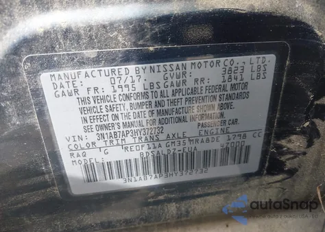 2017 Nissan Sentra Sv z USA, uszkodzony, nr VIN 3N1AB7AP3HY372732